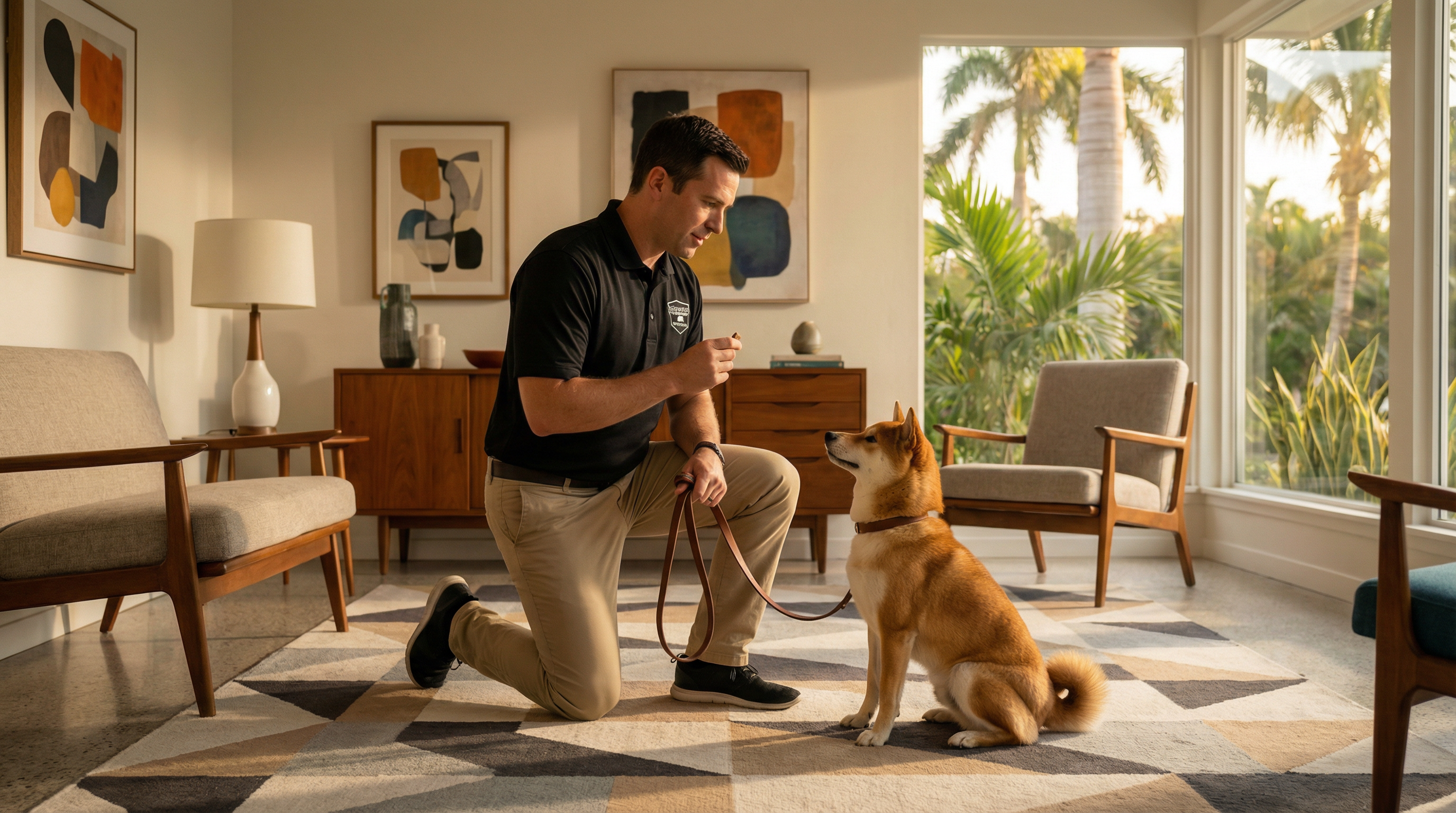 Private in-home dog training session in Wilton Manors